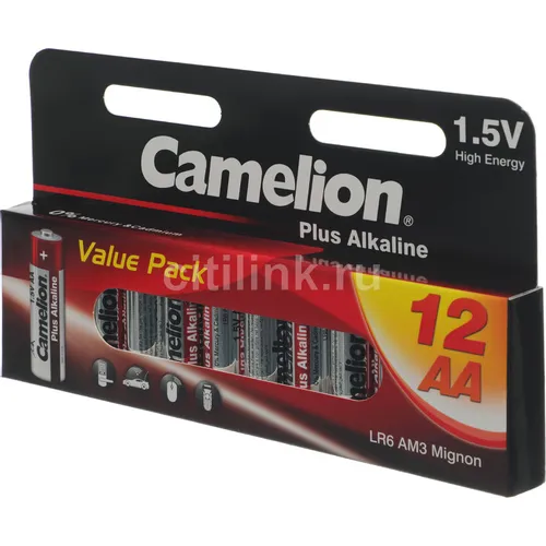 AA Батарейка CAMELION Plus Alkaline LR6-HP12, 12 шт.