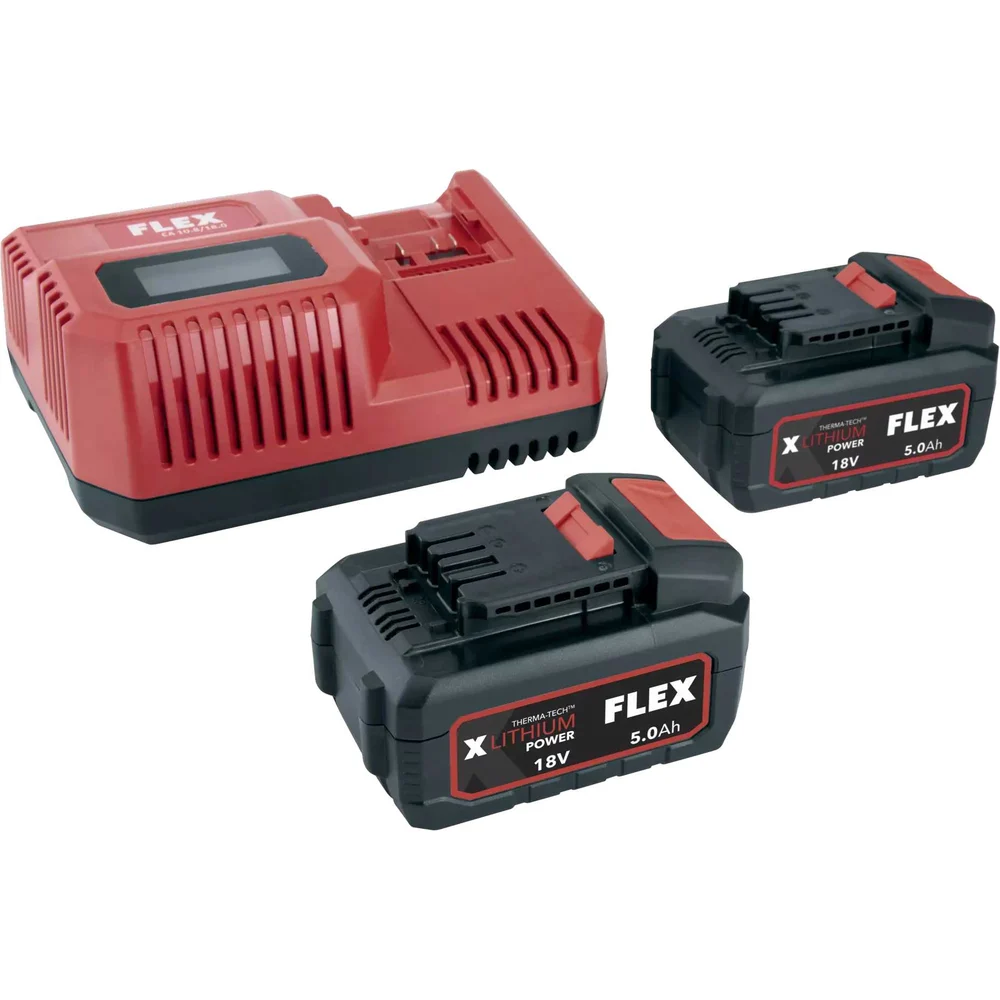 Комплект из устройства для зарядки и двух аккумуляторных блоков FLEX 491349