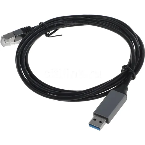Кабель Buro BU-USB-A-LAN1000-2m, USB A (m) (прямой) - RJ-45 (m) (прямой), GOLD , 2м, пакет, черный