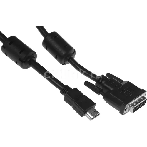 Кабель Buro HDMI (m) - DVI-D (m), GOLD , ферритовый фильтр , 10м, черный [hdmi-19m-dvi-d-10m]