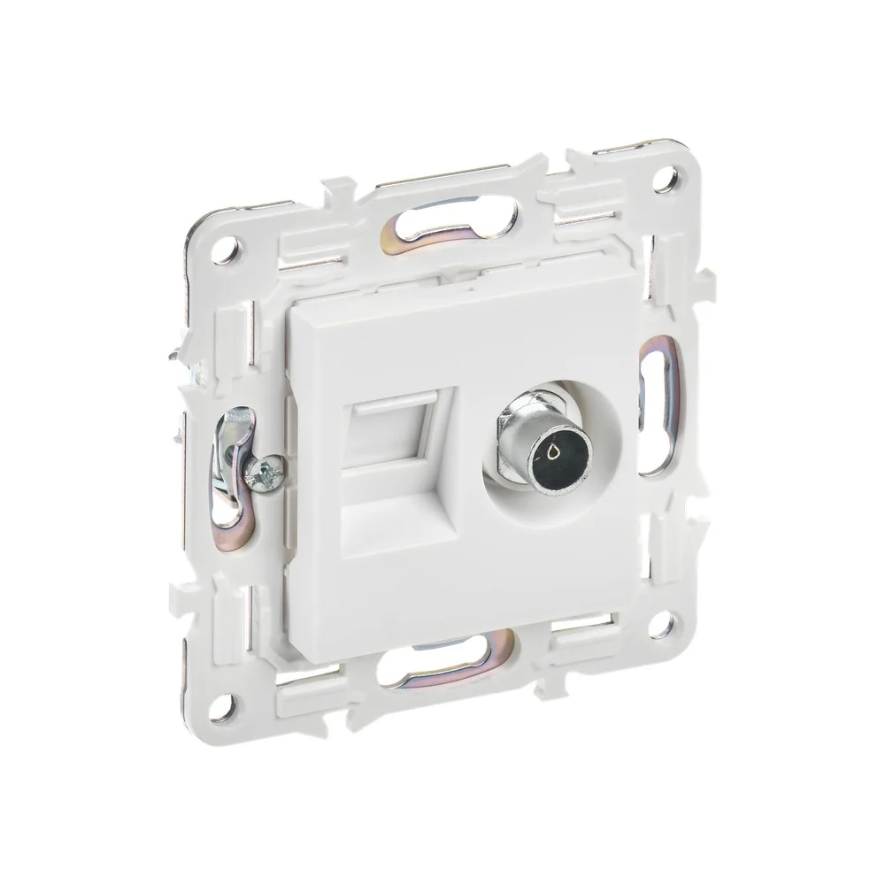Двойная розетка IEK SKANDY TV+RJ45 кат.6E SK-A15W арктический белый SK-AK20-2-K01