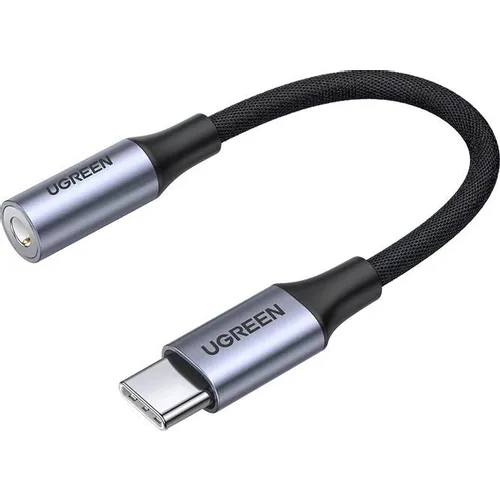 Кабель UGREEN AV161, USB Type-C (m) - Jack 3.5 (f), 0.1м, серый [80154]