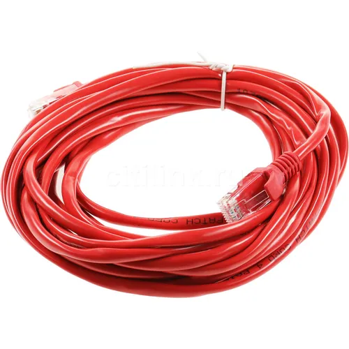 Патч-корд PREMIER PP12-5M/R литой (molded), UTP, кат.5E, 5м, 4 пары, 26AWG, алюминий омедненный, многожильный, красный