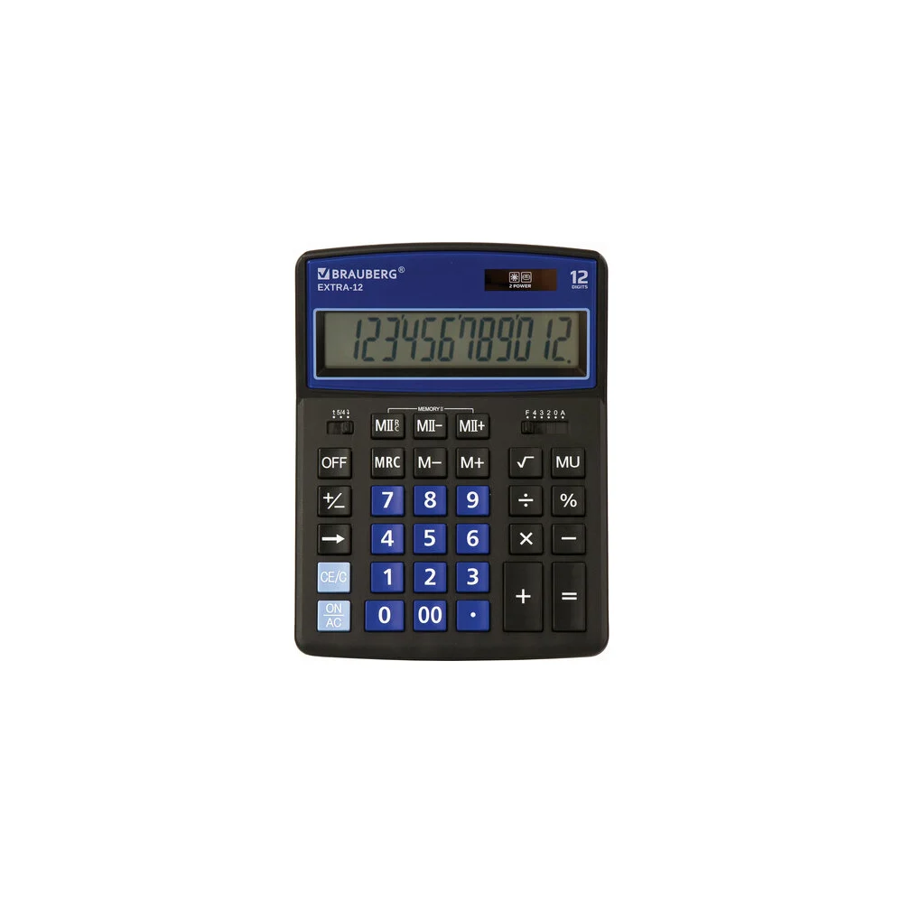 Настольный калькулятор BRAUBERG EXTRA-12-BKBU 250472