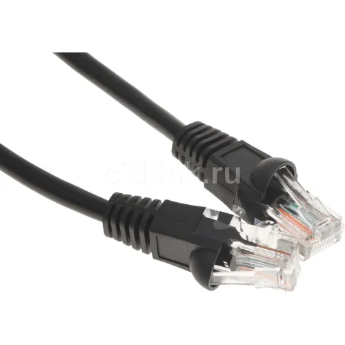 Патч-корд Buro литой (molded), UTP, кат.5E, 0.25м, 4 пары, 26AWG, алюминий омедненный, многожильный, черный