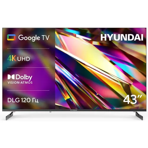 43" Телевизор Hyundai H-LED43BU7011 4K Ultra HD, СМАРТ ТВ, Google TV, черный