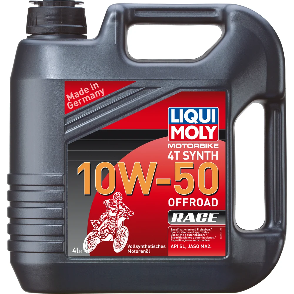 Синтетическое моторное масло 4T для четырехтактных мотоциклов LIQUI MOLY Motorbike 4T Synth Offroad Race10W-50SL;JASO 3052