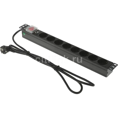 Блок распределения питания LanMaster TWT-PDU19-16A8P-1.8, горизонт.размещ., SchukoХ8, Тип вход. тока 16A, 1.8м