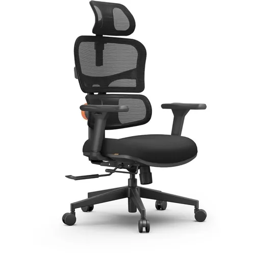 Кресло FOXGEAR Netz XO, сетка/ткань, до 140кг, топ-ган люкс, регулируемые 2D подлокотники, черный