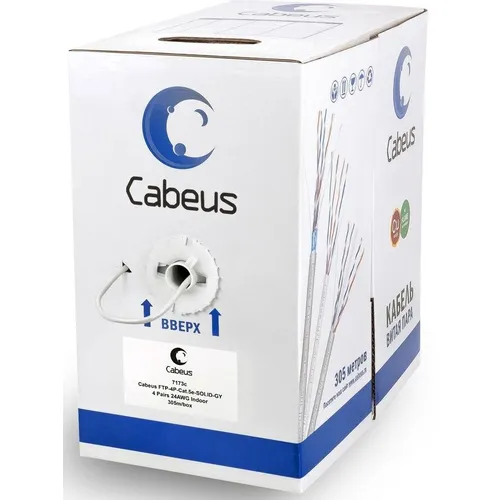 Кабель информационный CABEUS FTP-4P-Cat.5e-SOLID-LSZH-GY, кат.5E, 305м, серый