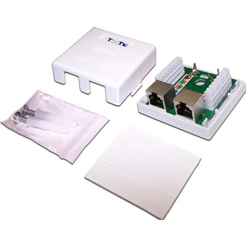 Розетка Lanmaster (TWT-SM2-4545/S-WH) информ. Keystone RJ45 2 кат.5E STP бел.