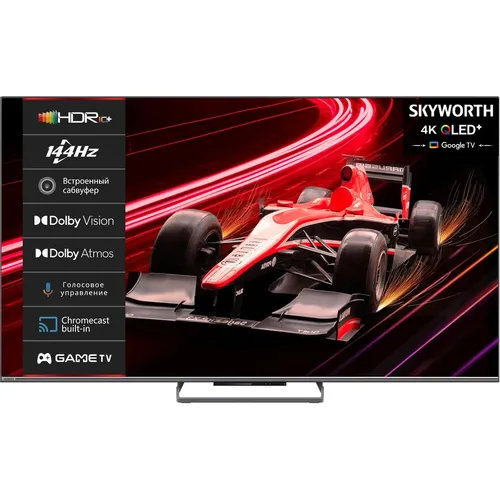 65" Телевизор SKYWORTH 65Q77G QLED+, 4K Ultra HD, СМАРТ ТВ, Google TV, серый-металлик