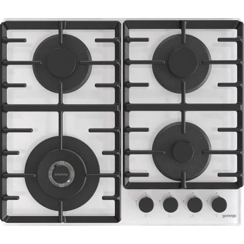 Газовая варочная панель Gorenje Simplicity GTW642SYW, 4 конфорки, закаленное стекло, белый