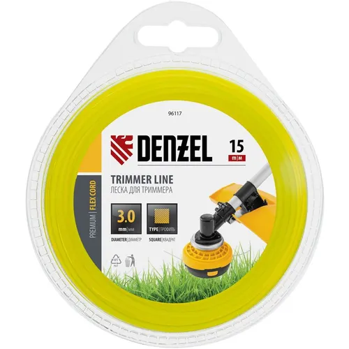Леска для садовых триммеров DENZEL 96117, 3мм, 15м