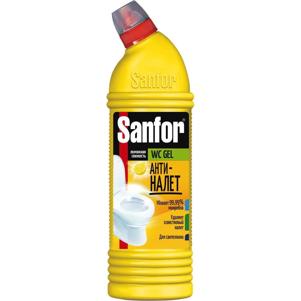 Средство для уборки туалета SANFOR WC gel лимонная свежесть 1550601958
