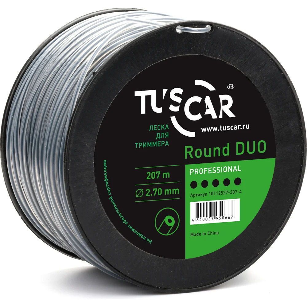 Леска для триммера TUSCAR Round DUO Professional 10112527-207-4
