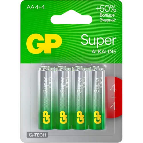 AA Батарейка GP Super Alkaline G-Tech 15А, 8 шт.
