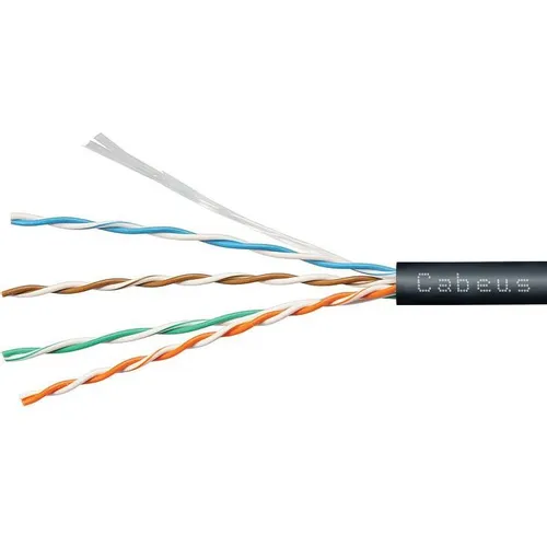 Кабель информационный CABEUS UTP-4P-Cat.5e-SOLID-OUT-LSZH-UV-100, кат.5E, 100м, черный