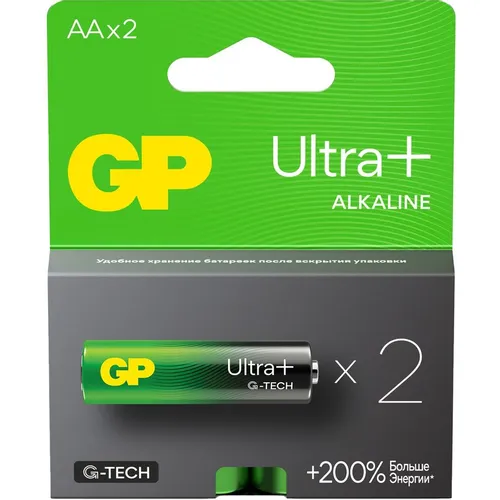 AA Батарейка GP Ultra Plus Alkaline 15AUPA21-2CRSB2, 2 шт.