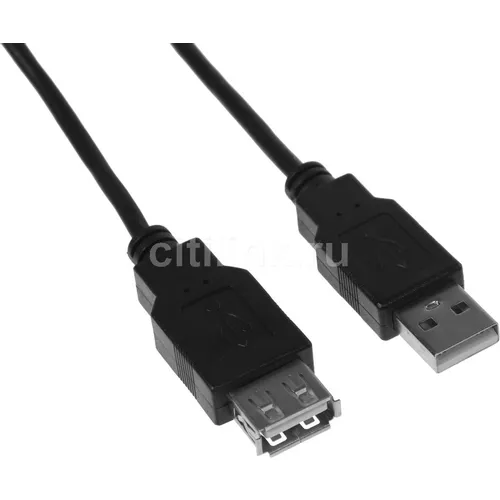 Кабель-удлинитель USB2.0 KINGPRICE KP-AmAf-v2-1.5m, USB A(m) (прямой) - USB A(f) (прямой), круглое, 1.5м, черный