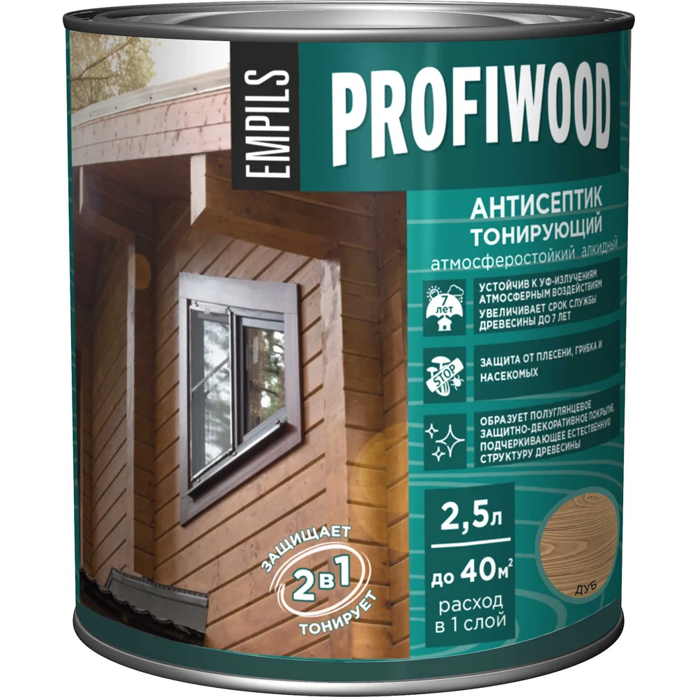Тонирующий атмосферостойкий алкидный антисептик Profiwood 63856