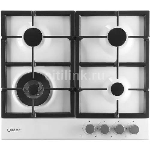 Газовая варочная панель Indesit THPM 642 WS/WH/I, 4 конфорки, металл, белый
