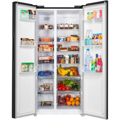 Холодильник двухкамерный MAUNFELD MFF177NFB Side by Side, инверторный, черный