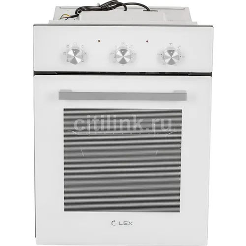 Духовой шкаф электрический LEX EDM 4570 WH, 53л, дверца с 2 стеклами, стекло белое/нержавеющая сталь