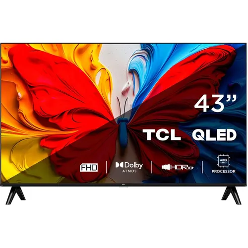 43" Телевизор TCL 43S5K-UZ QLED, FULL HD, СМАРТ ТВ, Google TV, черный