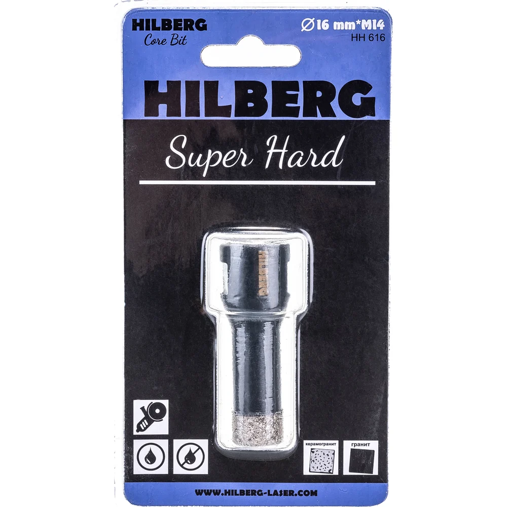 Алмазная коронка по керамике и керамограниту Hilberg Super Hard HH616