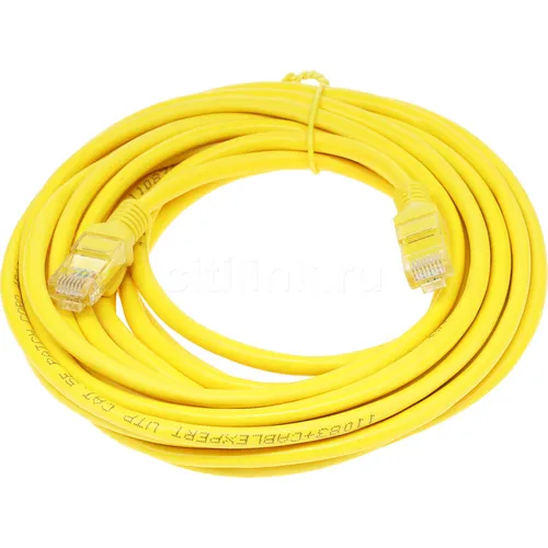 Патч-корд PREMIER PP12-5M/Y литой (molded), UTP, кат.5E, 5м, 4 пары, 26AWG, алюминий омедненный, многожильный, желтый