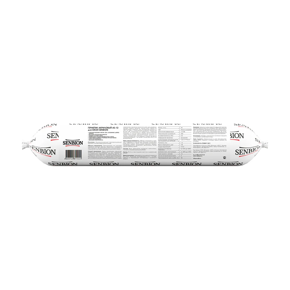 Оконный паропроницаемый акриловый герметик SENBION Winlast Outside Prof AS-12 SB200/600-Бел