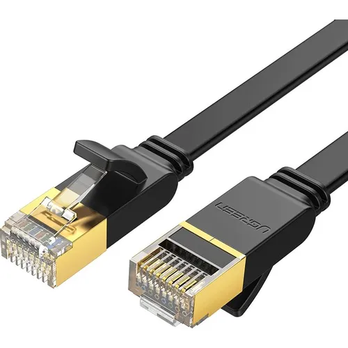 Патч-корд UGREEN NW106 литой (molded), FTP, кат.7, 8м, 4 пары, 32AWG, медь, многожильный, черный