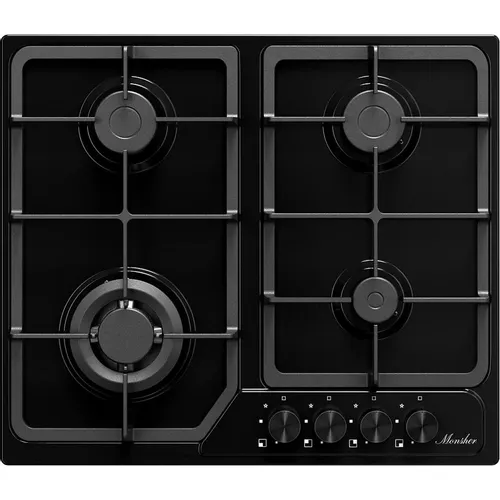 Газовая варочная панель MONSHER Hi-tech MSG 63 Noir, 4 конфорки, эмаль, черный