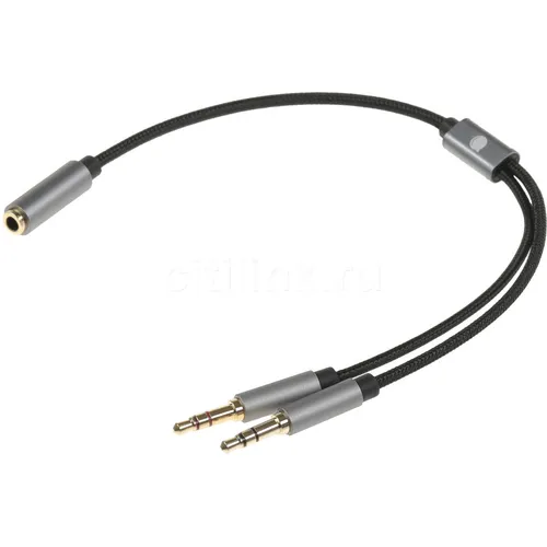 Кабель аудио UGREEN AV140, Jack 3.5 (f) - 2xJack 3.5 (m), 0.2м, черный [20899]