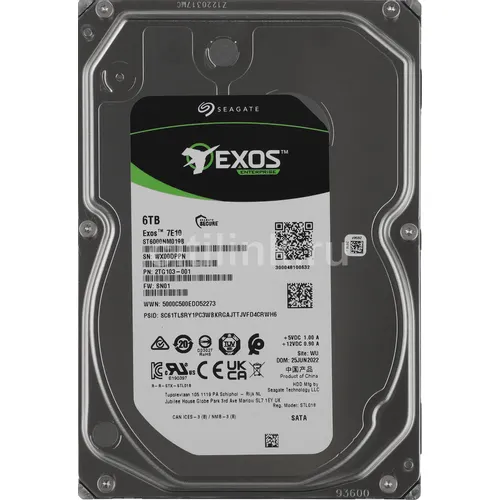 Жесткий диск Seagate Exos 7E10 ST6000NM019B, 6ТБ, HDD, SATA III, 3.5"
