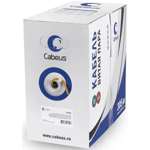 Кабель информационный CABEUS UTP-4P-Cat.5e-SOLID-LSZH, кат.5E, 305м, оранжевый