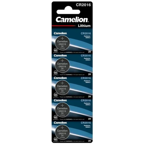 CR2016 Батарейка CAMELION Lithium CR2016 BL-5, 5 шт. 75мAч