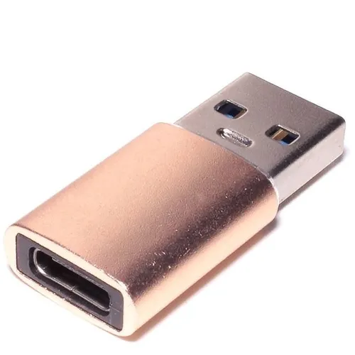 Адаптер USB2.0 PREMIER 6-071, USB 2.0 A(m) (прямой) - USB Type-C (f) (прямой), пакет, золотистый