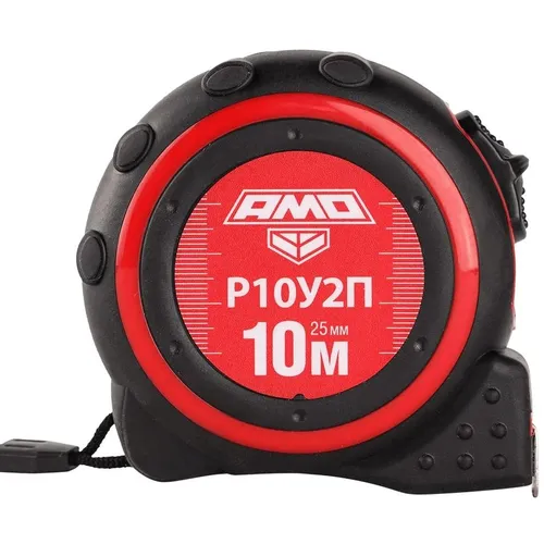 Рулетка строительная AMO Р10У2П, 10м x25мм, с автостопом