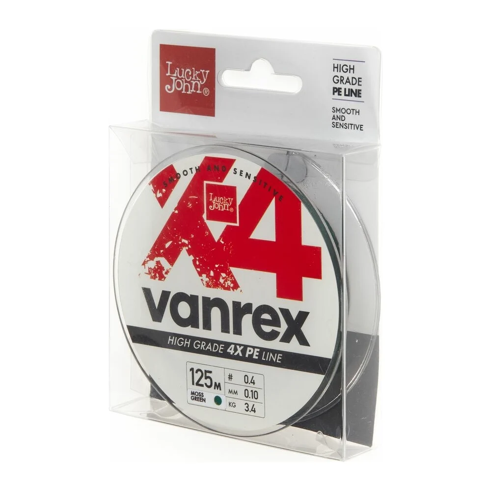 Плетеная леска Lucky John Vanrex х4 BRAID Moss Green 125/010 LJ4114-010