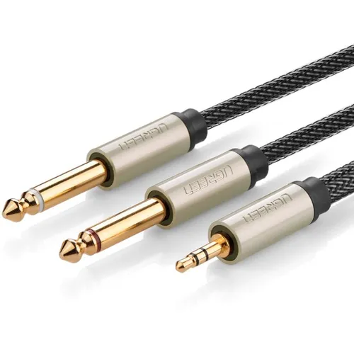 Кабель аудио UGREEN AV126, Jack 3.5 (m) - Jack 6.35 (m), 2м, серый [10615]
