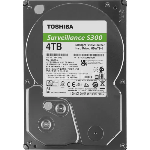 Жесткий диск Toshiba S300 HDWT840UZSVA, 4ТБ, HDD, SATA III, 3.5"
