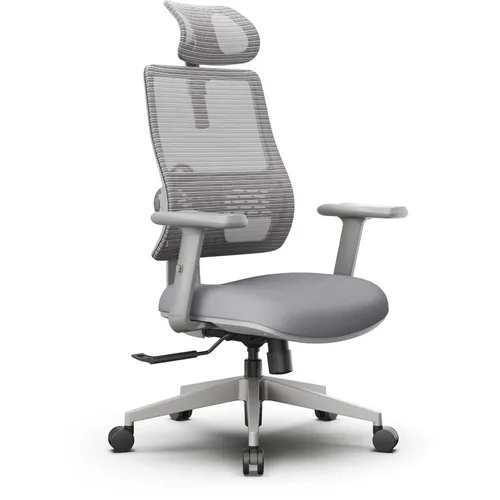 Кресло FOXGEAR Netz One, сетка/ткань, до 140кг, топ-ган люкс, регулируемые 2D подлокотники, серый