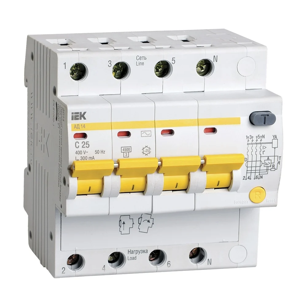 Дифференциальный автомат IEK АД14 MAD10-4-025-C-300