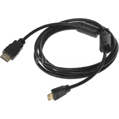 Кабель аудио-видео Buro HDMI 1.4, HDMI (m) - Mini HDMI (m), ver 1.4, 1.8м, GOLD, ф/фильтр, черный [minihdmi-1.8m]