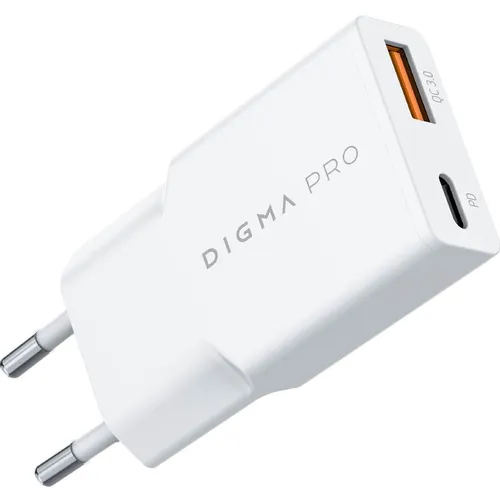Сетевое зарядное устройство Digma DPW3A, USB-A, USB-C, 30Вт, 3A, белый [dpw3a3gx11wh]