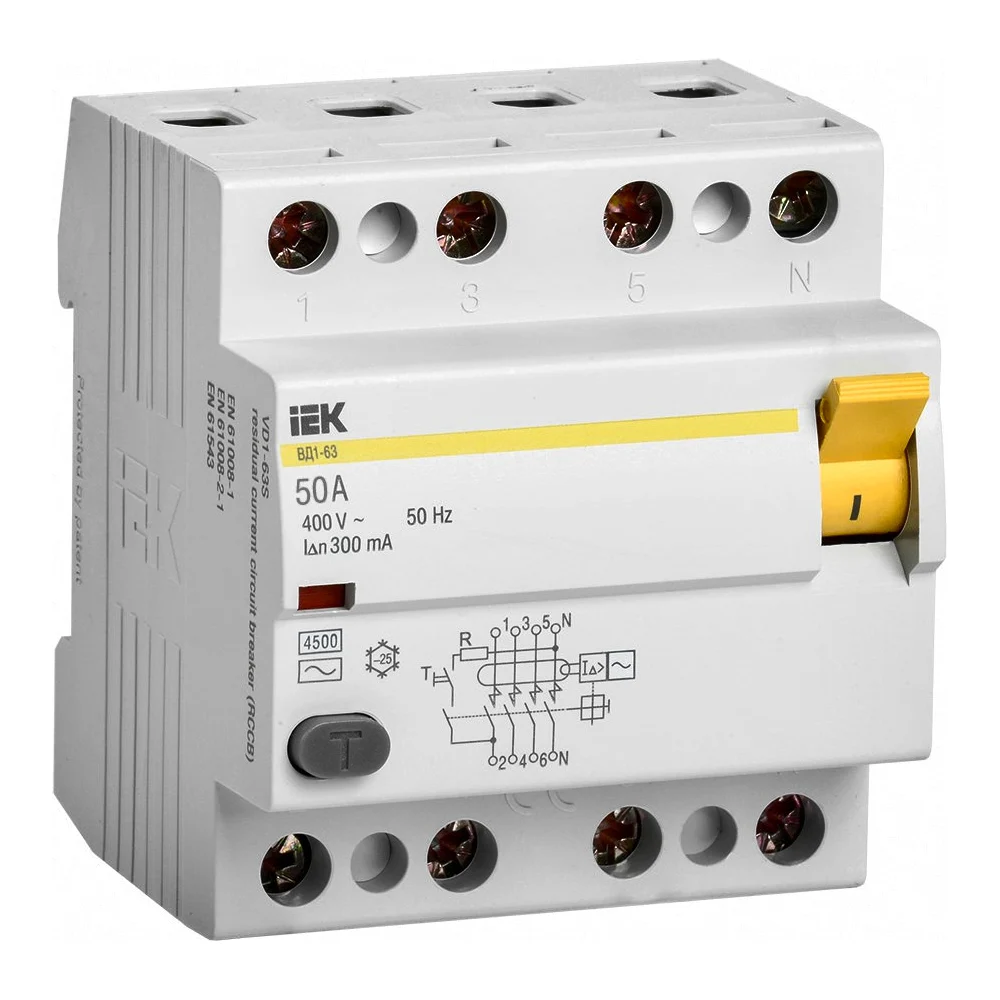 Выключатель дифференциального тока IEK ВД1-63 MDV10-4-050-300