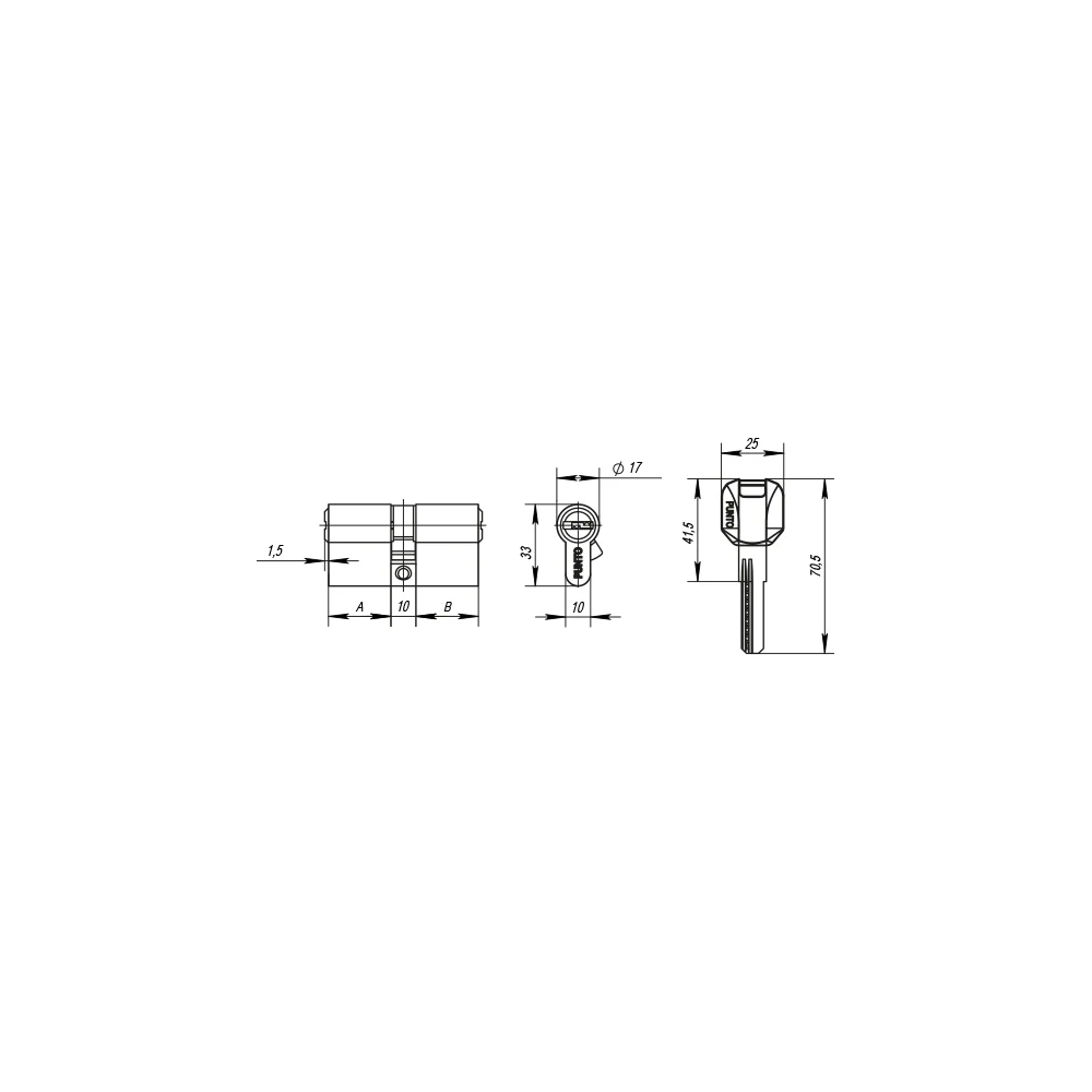 Цилиндровый механизм Punto Z400/70 mm 30+10+30 CP 35245