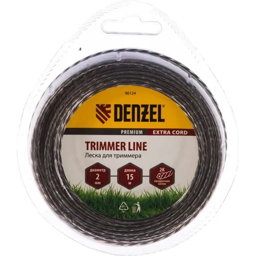 Леска для садовых триммеров DENZEL 96124, 2мм, 15м